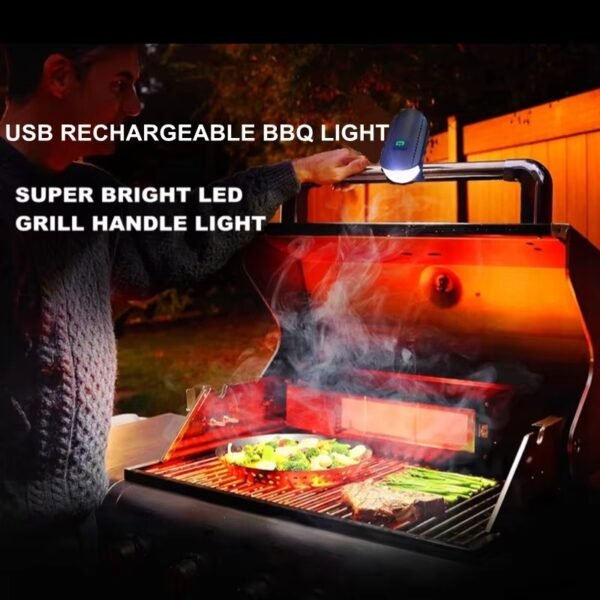 LED Grill Handle Light for BBQ Type-C Rechargeable Adjustable Easily Stall LED Barbecue Torch Light for Outdoor Grilling