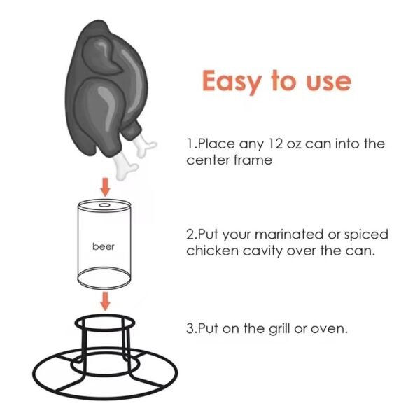 Beer Can 430 Stainless Steel Chicken Rack BBQ Roasting Holder Drip Pan and Canister