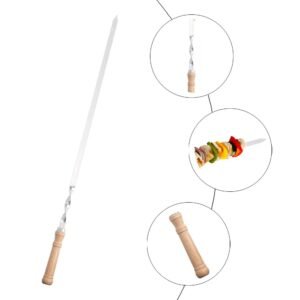 imgi_423_Ha35dd33e901147539be10ac13939a9992 6 PCS Portable Barbecue Skewers Stainless Steel Wooden
