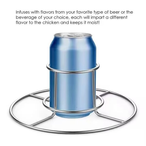 Beer Can 430 Stainless Steel Chicken Rack BBQ Roasting Holder Drip Pan and Canister