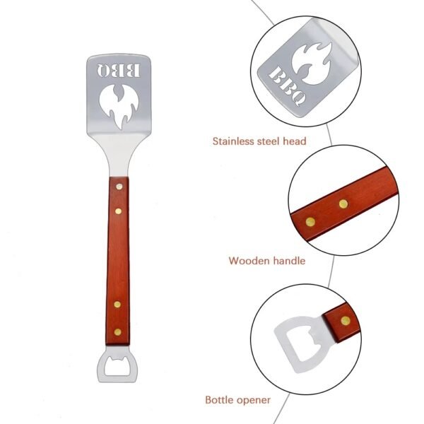 imgi_427_H0d5bbe1cee1348e19d27a8d23006683bU Wooden Handle Barbecue Bbq Spatula Grill Spatula with Bottle Opener