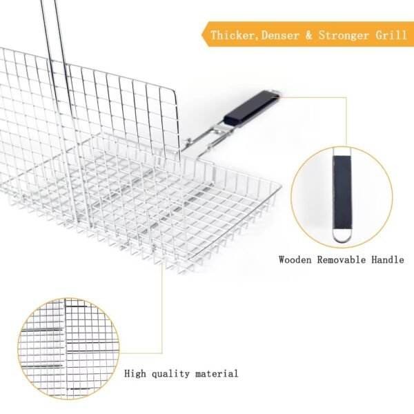 imgi_427_H37c739ee982344e0b5df53b90b408190S BBQ Accessory Barbecue Grill Rack Pan Mesh Basket for Grilling Meat