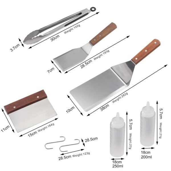 BBQ Spatulas Grill Scraper Griddle Spatula Set with Food Tongs