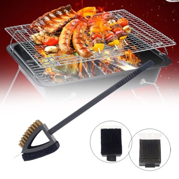 3 in 1 Durable Stainless Steel BBQ Grill Cleaning Brush and Scraper