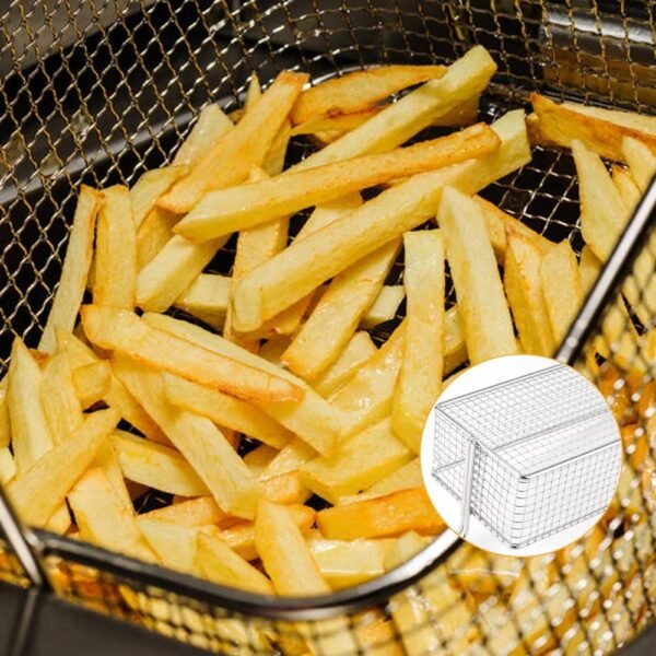 Non-stick Grilling Bbq Grill Net Rectangle French Fries Basket With Handle