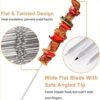 304 Stainless Steel Long Flat Metal Barbecue Skewers Kebab