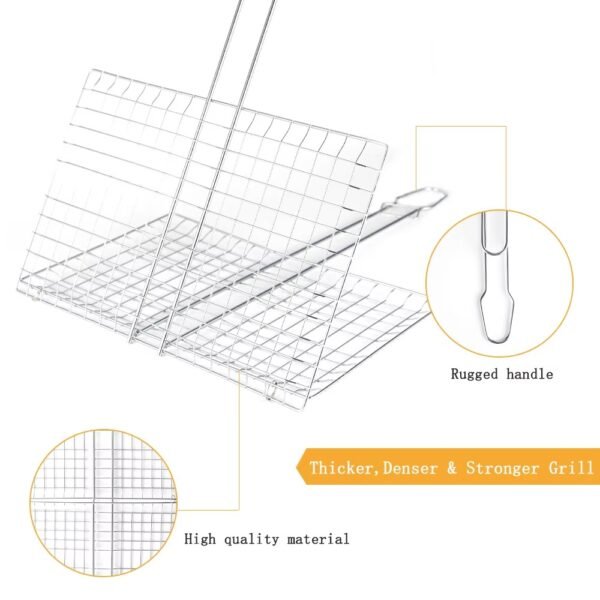 Non-stick BBQ Netting Barbecue Wire Mesh Basket with Handle for Roasting Meat