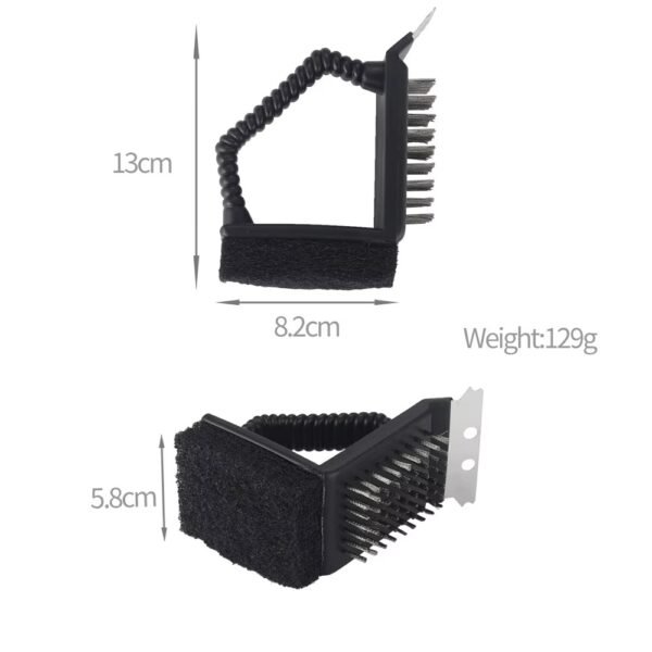 3 in 1 Stainless Steel Bbq Cleaning Wire Grill Brush and Scraper with Reusable Sponge