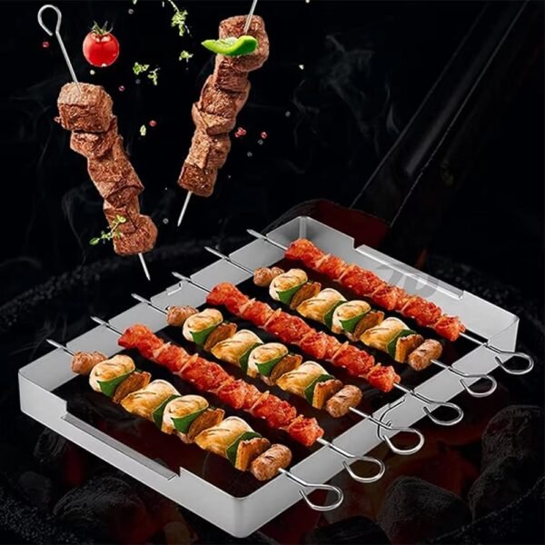 imgi_429_Hc56c9121d852467c8ce518e4fbd0f728r Grill Skewers Shish Kabob Set with Foldable Large Grill Rack