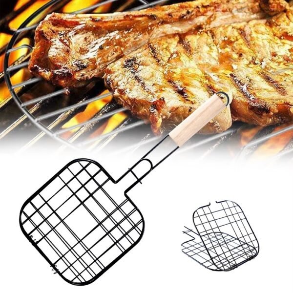 imgi_430_H1a4de44ba30c4caaad350c72aca8edcaT Non Stick BBQ Tools Stainless Steel Folding Barbecue