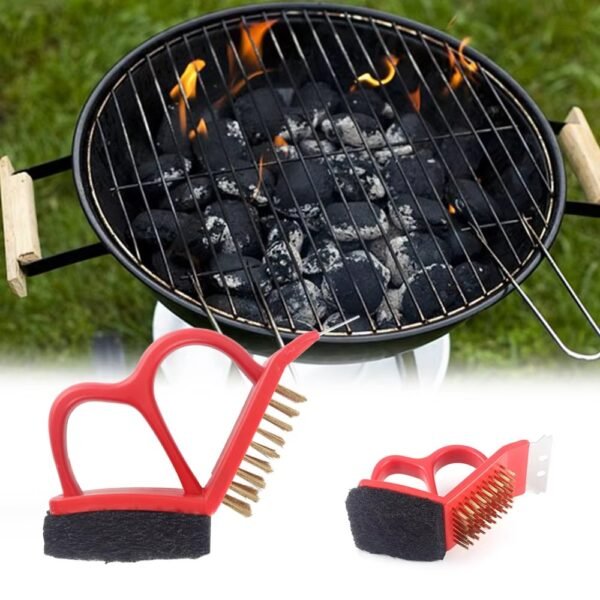 Wholesale 3 in 1 BBQ Copper Wire Grill Cleaning Brush and Scraper