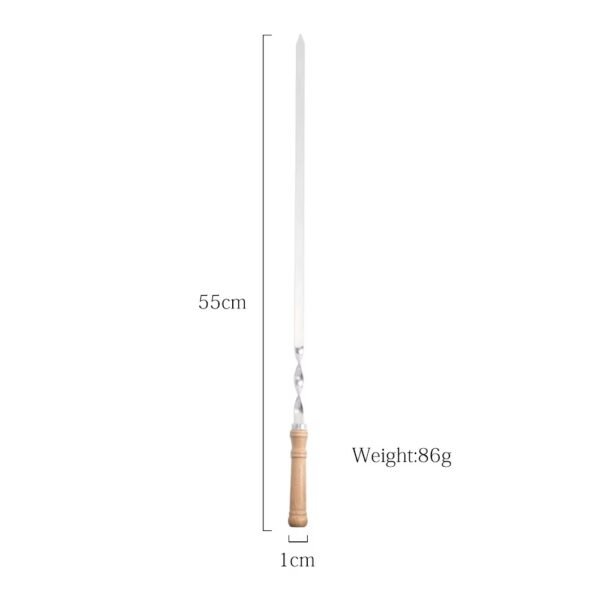 6 PCS Portable Barbecue Skewers Stainless Steel Wooden