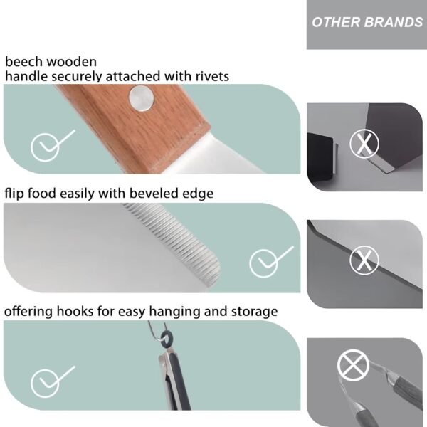 BBQ Spatulas Grill Scraper Griddle Spatula Set with Food Tongs