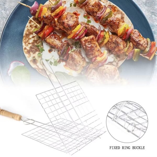imgi_431_H52a9207b6d4246b7b96f369e4821fceer Non-stick Grill Net Basket with Wooden Handle Bbq Wire Mesh Bbq Netting
