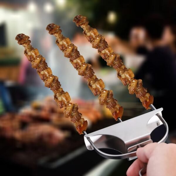 3 Way Metal Stainless Steel Bbq Grill Skewers Barbecue Kabob