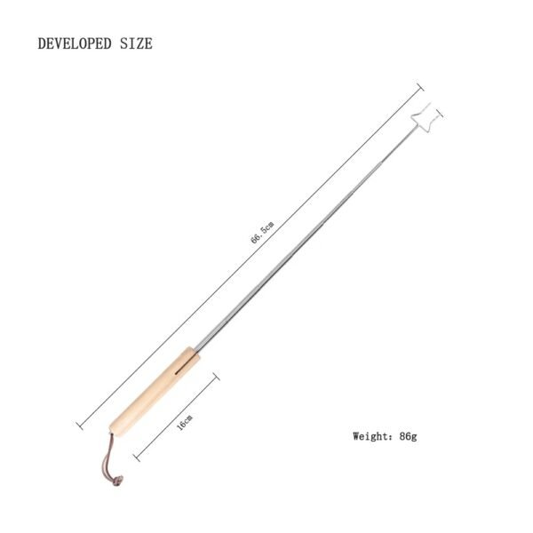 Telescopic Campfire Bbq Marshmallow Roasting Stick Barbecue Fork with Wooden Handle