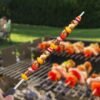 6 PCS Portable Charcoal Bbq Stainless Steel Grill Skewers Wooden Handle