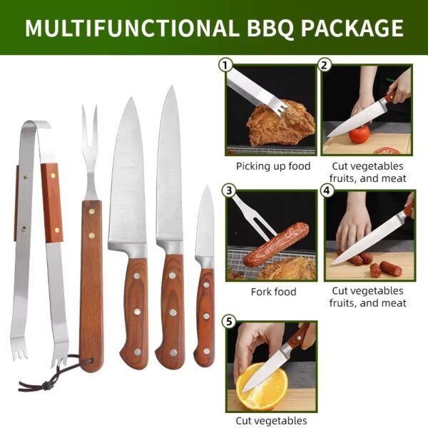 Grill Tools Bag Set with Cutting Board Knife