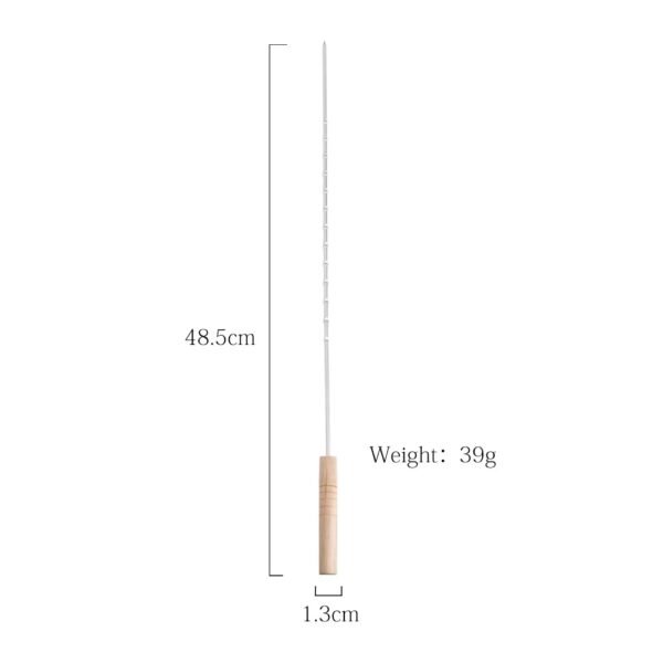 Portable Custom Barbecue Stainless Steel Wood Handle Grill Kebab Skewers Set