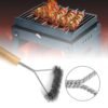 Triangle Metal Bbq Grill Cleaning Brush with Bamboo Handle for Outdoor Grilling
