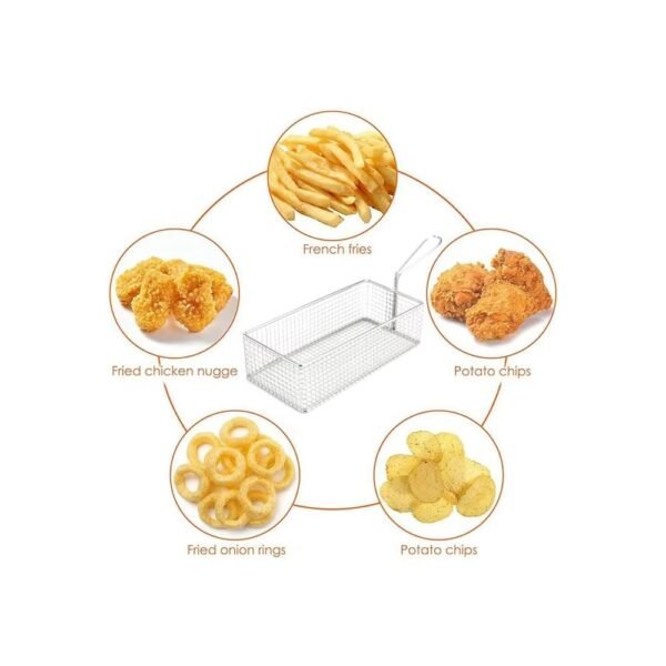 Non-stick Grilling Bbq Grill Net Rectangle French Fries Basket With Handle