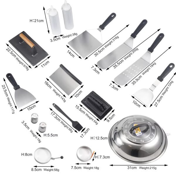 BBQ Grill Flat Top Turner with Spatulas Scraper