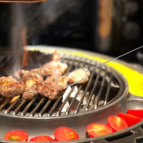 Grill Fork Long Barbecue Skewers Telescopic Marshmallow Roasting Sticks with Wood Handle