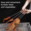 4pcs Barbecue Stainless Steel Bbq Grill Kebab Skewers with Wooden Handle
