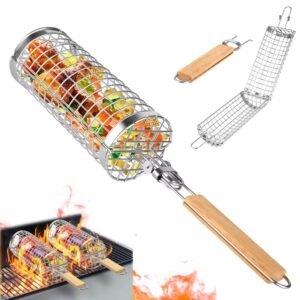 Grill Basket Rolling Roller Barbecue