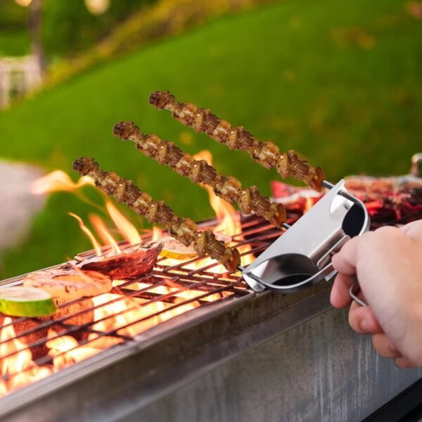 3 Way Metal Stainless Steel Bbq Grill Skewers Barbecue Kabob