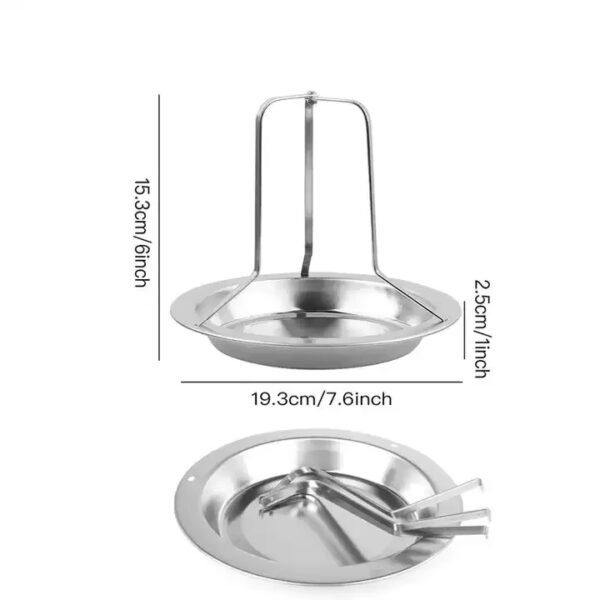 Stainless Steel Chicken Rack BBQ Roasting Holder With Drip Pan and Canister