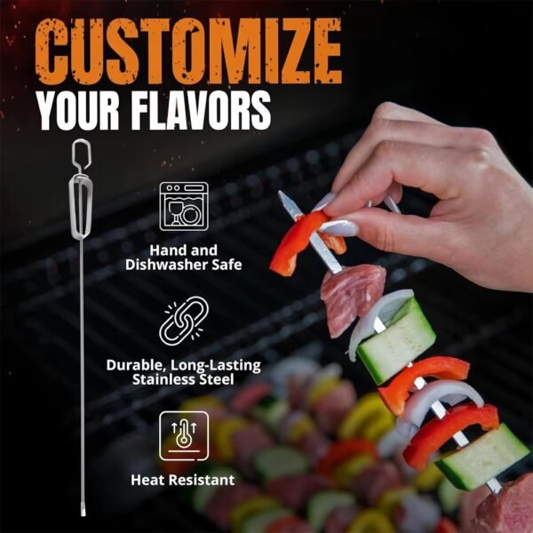 imgi_439_H53b0b14cf1f849578955cca349a870623 Shish Kabob Skewers for Grilling with Slider Barbecue Skewer Holder