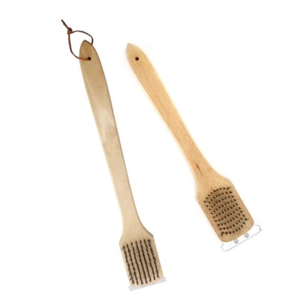 Wholesale Brush Stainless Steel Bristles BBQ Grill Brush and Scraper with Wooden Handle