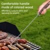4pcs Barbecue Stainless Steel Bbq Grill Kebab Skewers with Wooden Handle
