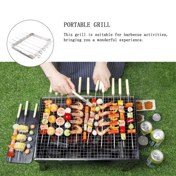 imgi_441_H2602a4f70ad748388c7bb6421bd2b734A Grill Skewers Shish Kabob Set with Foldable Large Grill Rack