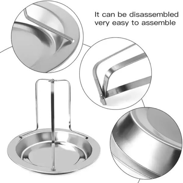 Stainless Steel Chicken Rack BBQ Roasting Holder With Drip Pan and Canister
