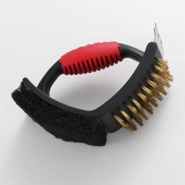 3 in 1 Stainless Bbq Grill Cleaning Brush with Scraper and Scouring Pad