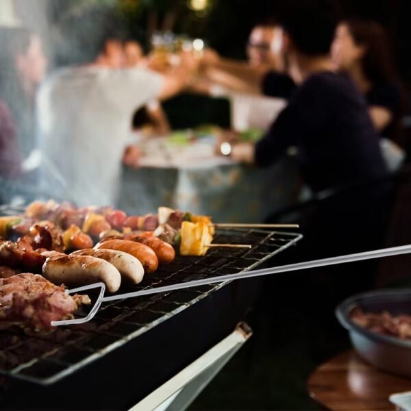 Grill Fork Long Barbecue Skewers Telescopic Marshmallow Roasting Sticks with Wood Handle