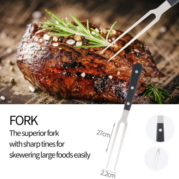 Stainless Steel BBQ Knife And Fork Barbecue With Grill Serving Tray