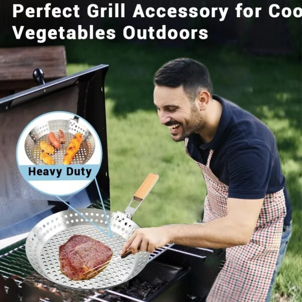 Barbecue Basket Drain Basket Grill Plate with Handle