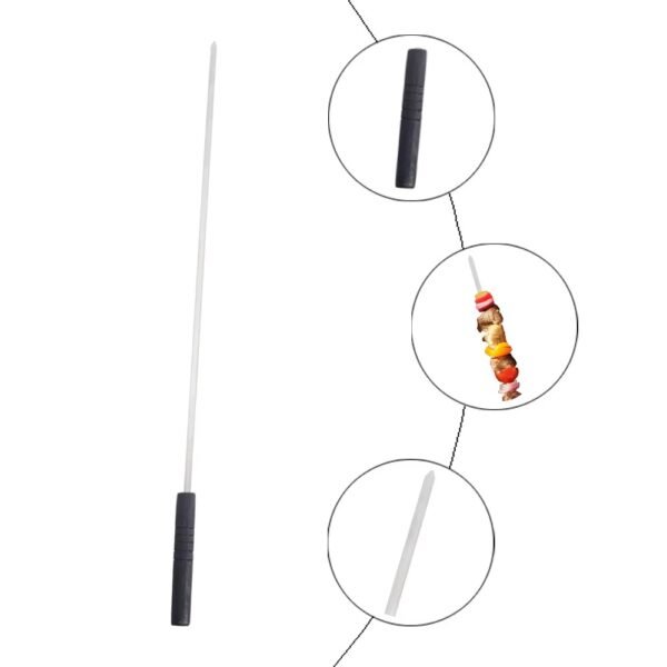 6 PCS Portable Charcoal Bbq Stainless Steel Grill Skewers Wooden Handle