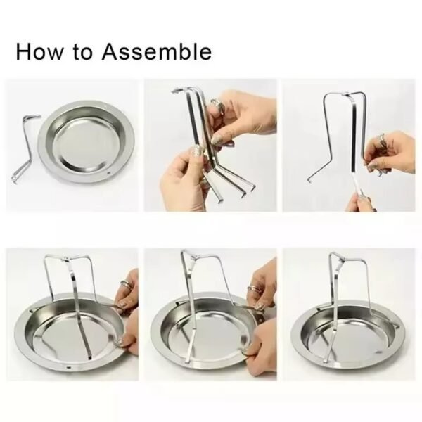 Stainless Steel Chicken Rack BBQ Roasting Holder With Drip Pan and Canister