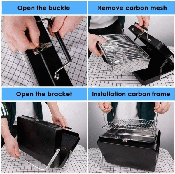Foldable Bbq Grill Briefcase Camping Barbecue Portable