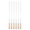 6 PCS Portable Barbecue Skewers Stainless Steel Wooden
