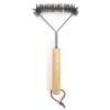 Triangle Metal Bbq Grill Cleaning Brush with Bamboo Handle for Outdoor Grilling