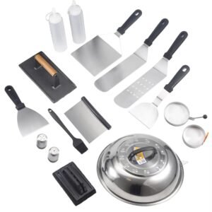 BBQ Grill Flat Top Turner with Spatulas Scraper