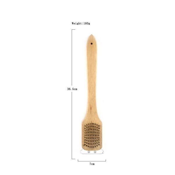 Wholesale Brush Stainless Steel Bristles BBQ Grill Brush and Scraper with Wooden Handle