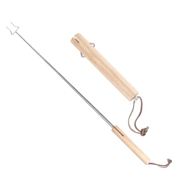 Telescopic Campfire Bbq Marshmallow Roasting Stick Barbecue Fork with Wooden Handle