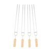 4 PCS Portable Bbq Skewer Charcoal Bbq Steel Skewers with Wooden Handle