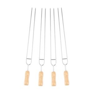 imgi_450_Ha4b4e3ee8a38466c83863ca24d097a27A 4 PCS Portable Bbq Skewer Charcoal Bbq Steel Skewers with Wooden Handle
